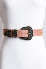 Load image into Gallery viewer, Suede Antique Gold Western Buckle Belt
