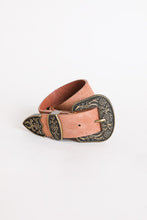 Load image into Gallery viewer, Suede Antique Gold Western Buckle Belt
