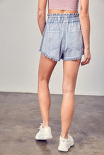 Load image into Gallery viewer, Wide Waistband Destroyed Frayed Denim Shorts
