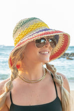 Load image into Gallery viewer, Rainbow Woven Straw Bucket Hat
