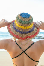 Load image into Gallery viewer, Rainbow Woven Straw Bucket Hat
