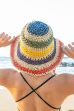 Load image into Gallery viewer, Rainbow Woven Straw Bucket Hat
