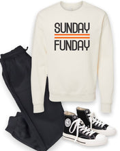 Load image into Gallery viewer, Black and Orange Sunday Funday Crewneck Sweatshirt
