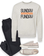 Load image into Gallery viewer, Black and Orange Sunday Funday Crewneck Sweatshirt
