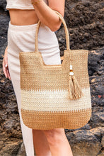 Load image into Gallery viewer, Valeria Two-Tone Straw Tote
