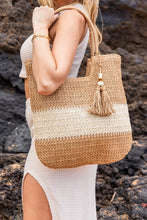 Load image into Gallery viewer, Valeria Two-Tone Straw Tote
