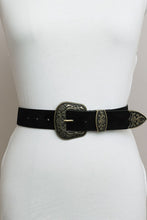 Load image into Gallery viewer, Suede Antique Gold Western Buckle Belt
