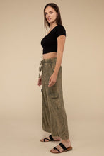 Load image into Gallery viewer, Washed Linen Elastic Band Waist Cargo Pants
