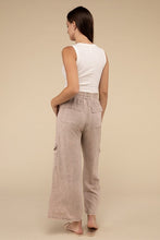 Load image into Gallery viewer, Washed Linen Elastic Band Waist Cargo Pants
