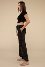 Load image into Gallery viewer, Washed Linen Elastic Band Waist Cargo Pants
